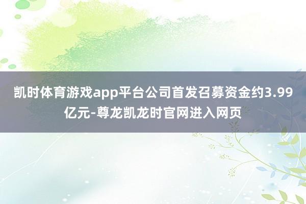 凯时体育游戏app平台公司首发召募资金约3.99亿元-尊龙凯龙时官网进入网页