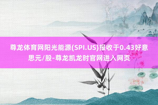 尊龙体育网阳光能源(SPI.US)报收于0.43好意思元/股-尊龙凯龙时官网进入网页