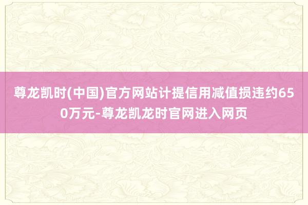 尊龙凯时(中国)官方网站计提信用减值损违约650万元-尊龙凯龙时官网进入网页
