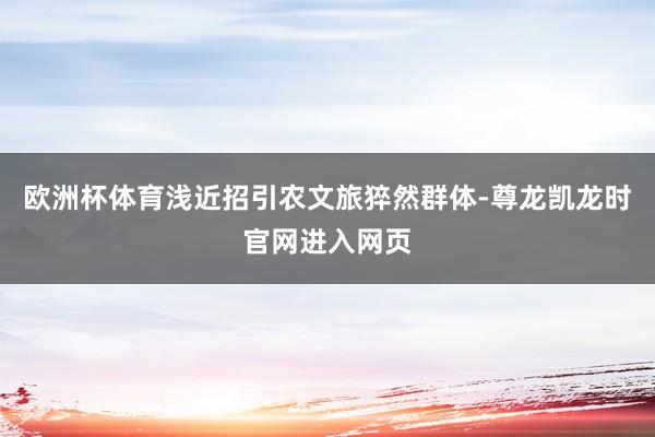 欧洲杯体育浅近招引农文旅猝然群体-尊龙凯龙时官网进入网页