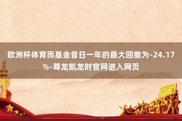 欧洲杯体育而基金昔日一年的最大回撤为-24.17%-尊龙凯龙时官网进入网页