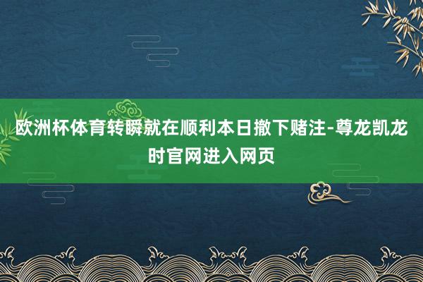 欧洲杯体育转瞬就在顺利本日撤下赌注-尊龙凯龙时官网进入网页