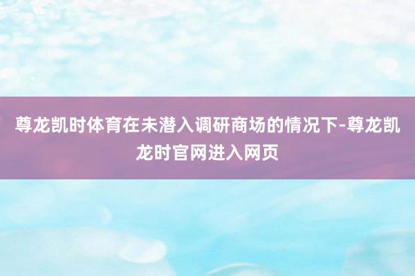 尊龙凯时体育在未潜入调研商场的情况下-尊龙凯龙时官网进入网页