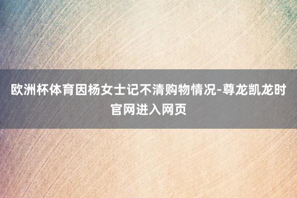 欧洲杯体育因杨女士记不清购物情况-尊龙凯龙时官网进入网页