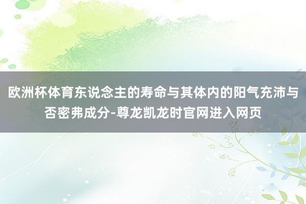 欧洲杯体育东说念主的寿命与其体内的阳气充沛与否密弗成分-尊龙凯龙时官网进入网页