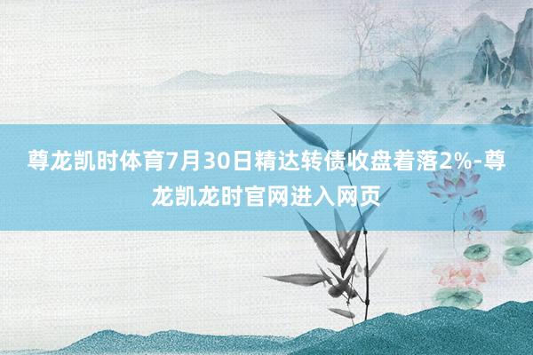 尊龙凯时体育7月30日精达转债收盘着落2%-尊龙凯龙时官网进入网页